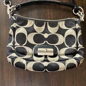 Coach Purse Black and Gray with Silver Clasp